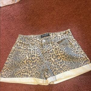Ashley Mason Leopard Print Jean Shorts